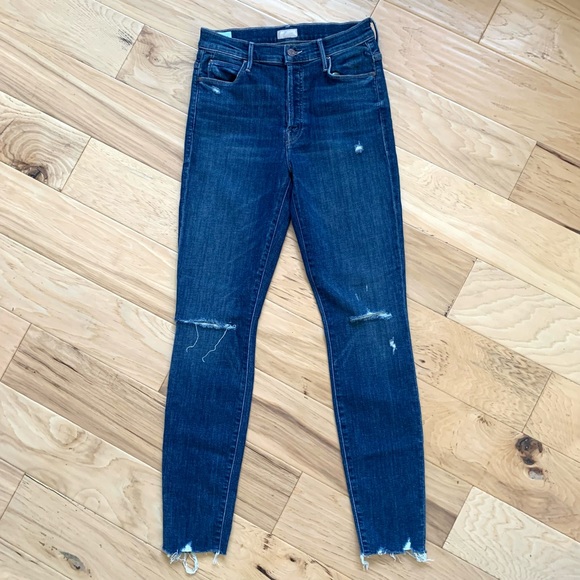 Mother Jeans The Stunner Chew Distressed Button Fly Skinny Ankle Crop Size 28 - Picture 2 of 12